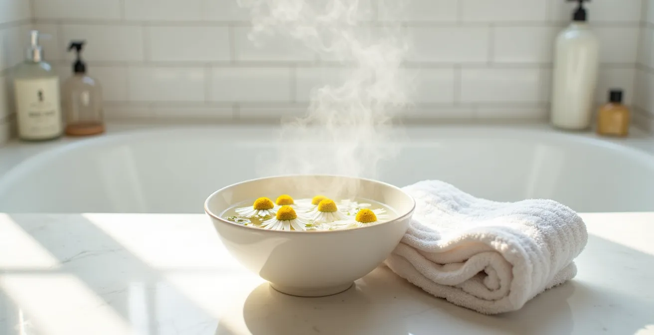 Dampfbad mit Kamille für sanfte Hautreinigung