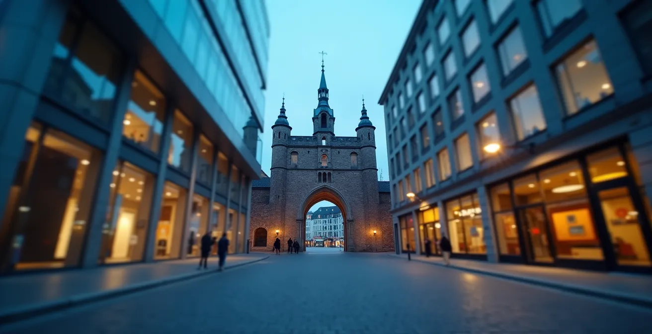 Symbolische Darstellung des Holstentors als nationales Wahrzeichen im Kontext der deutschen Nachkriegsgeschichte