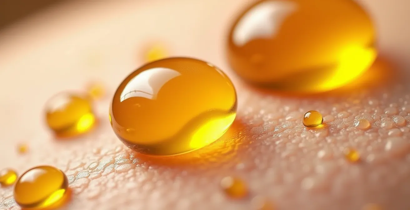 Makroaufnahme verschiedener Öltexturen auf Hautoberfläche