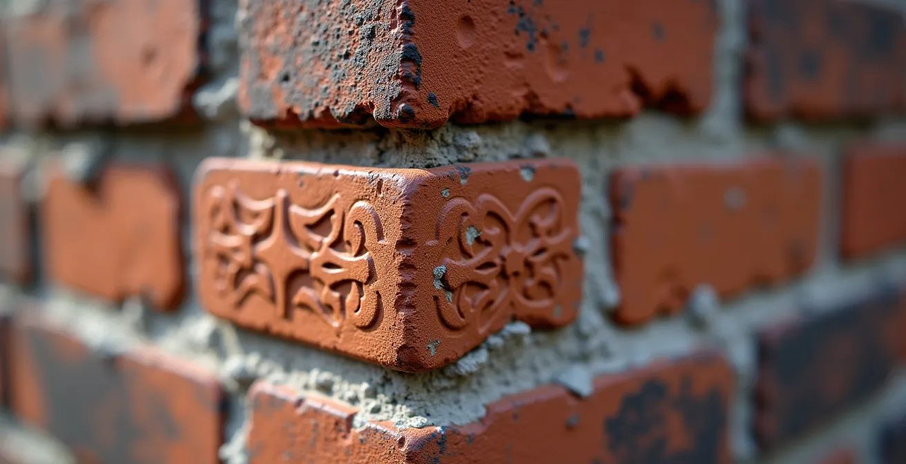 Makroaufnahme der glasierten Backsteine und Terrakottabänder am Holstentor
