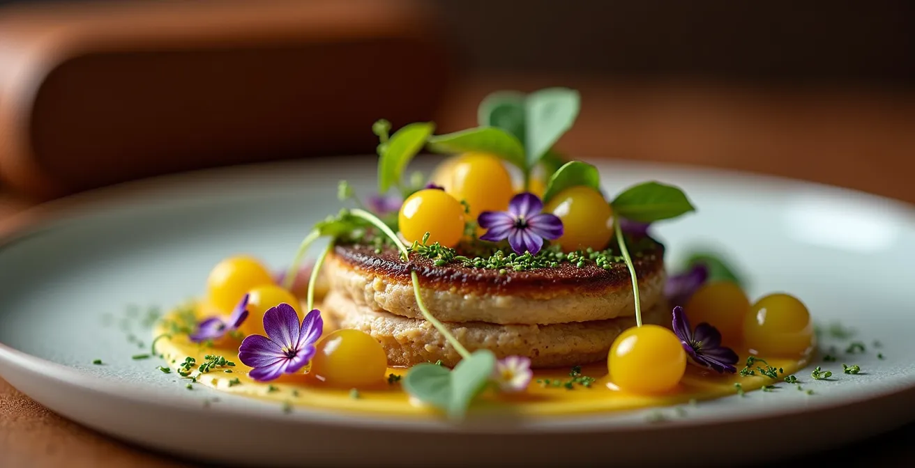 Gegenüberstellung von kulinarischem Erlebnis und Luxusobjekt als Reiseerinnerung