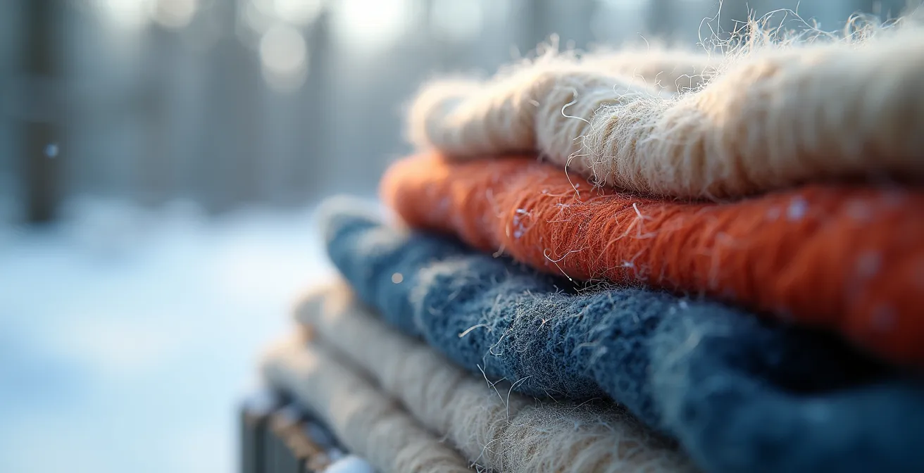 Dünnes Seidentuch als Schutzschicht unter kratzigem Wollschal getragen