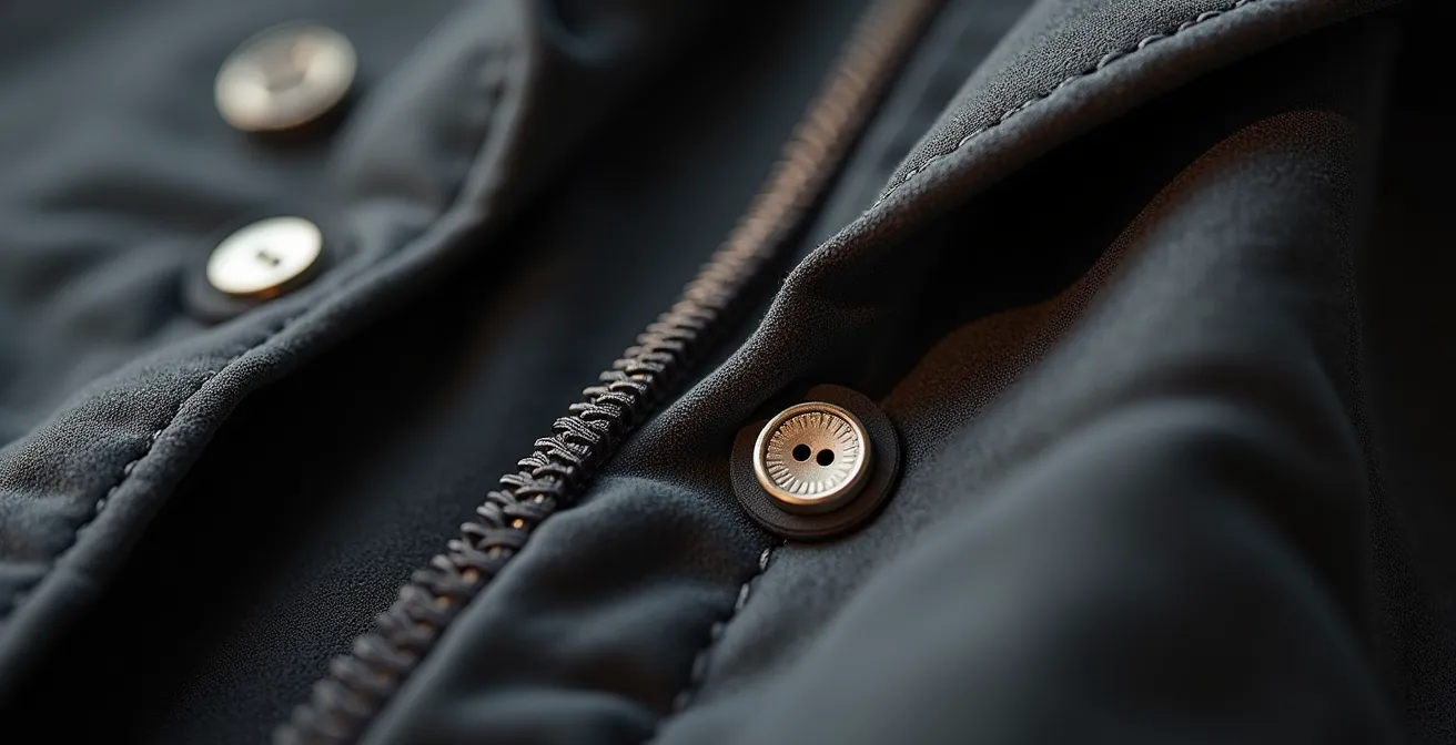 Makroaufnahme zeigt perfekte Nahtführung und hochwertige Materialverarbeitung