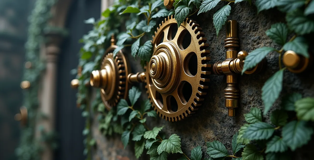 Künstliche Grotte mit früher elektrischer Beleuchtung als theatralischer Spezialeffekt