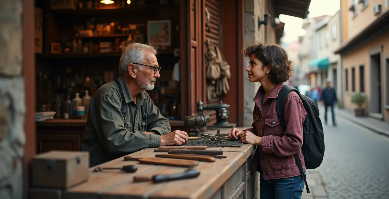 Besucher in einem authentischen Stadtviertel abseits der Haupttouristenrouten
